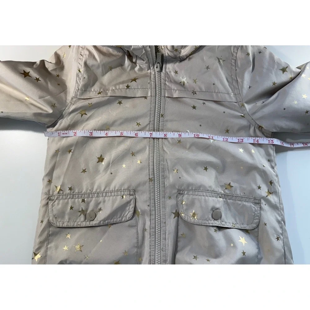 Carter's Girls Beige Gold Star Print Hooded Rain Jacket Size‎ 6 Outerwear